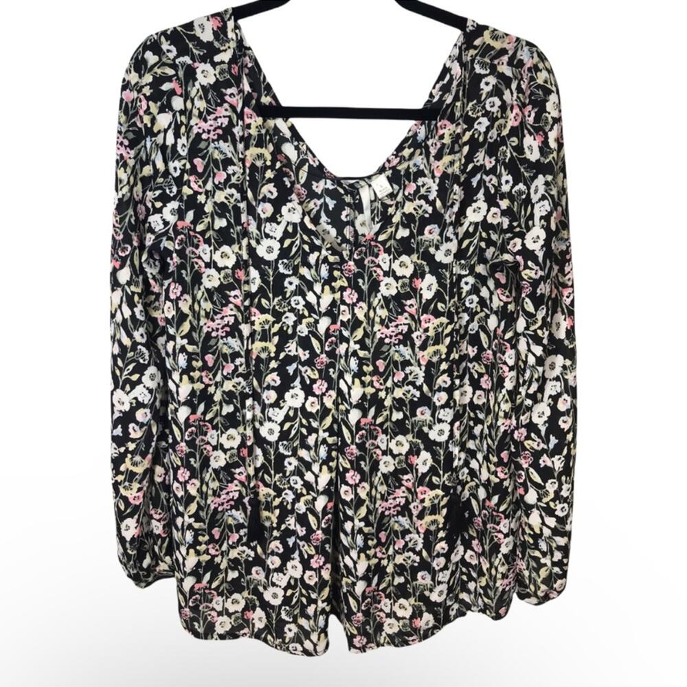 LC Lauren Conrad Floral Tunic top long sleeves New - Picture 7 of 12